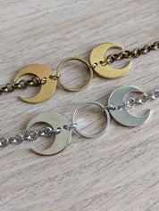 Double Crescent Moon Charm Necklace