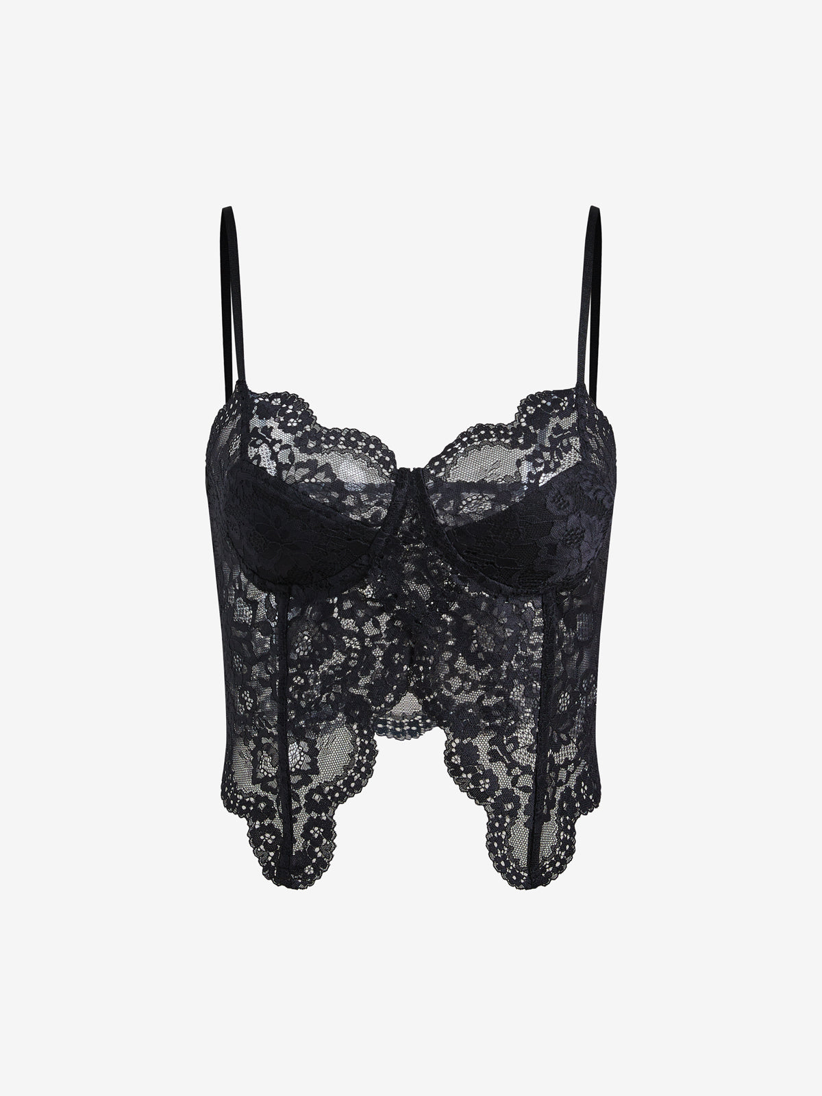Black Split Lace Corset Top