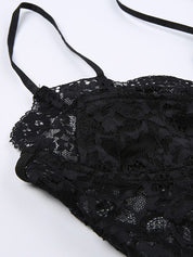 Black Split Lace Corset Top