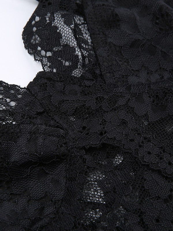Black Split Lace Corset Top