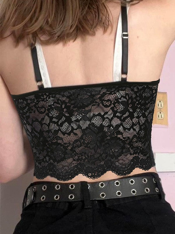 Black Split Lace Corset Top