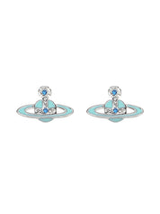 Enamel Rhinestone Saturn Charm Earrings