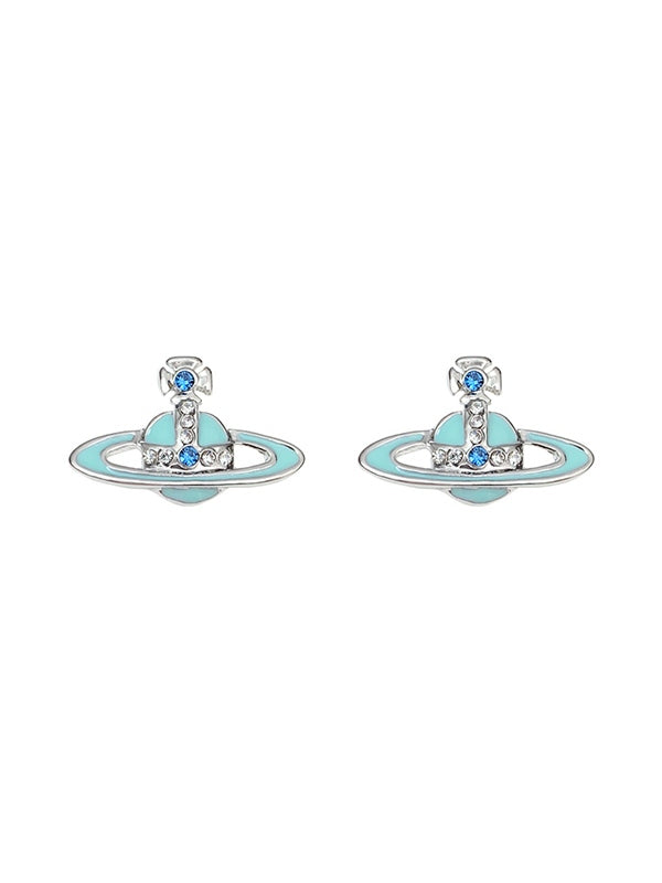 Enamel Rhinestone Saturn Charm Earrings