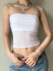 Black Paneled Mesh Bandeau Top