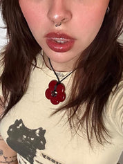 Hollow Out Flower Pendant Rope Necklace