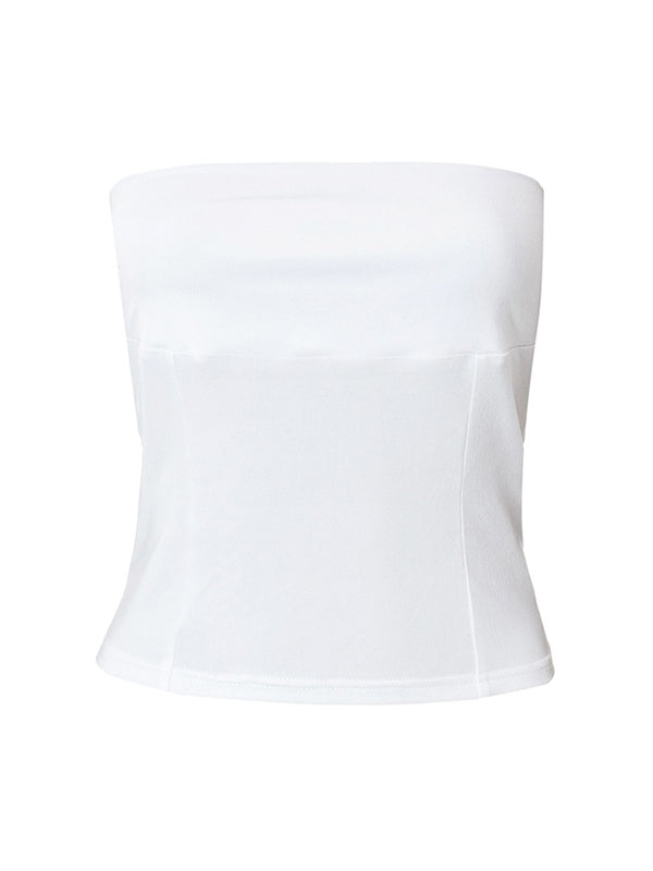 Paneled Solid Color Bandeau Top