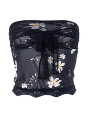 Floral Mesh Lace Bandeau Top