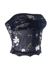 Floral Mesh Lace Bandeau Top