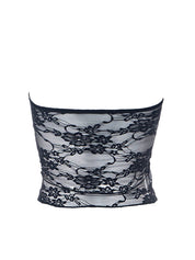 Floral Mesh Lace Bandeau Top