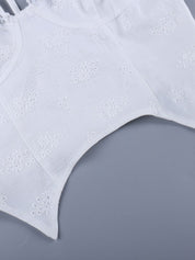 White Floral Asymmetric Corset Top
