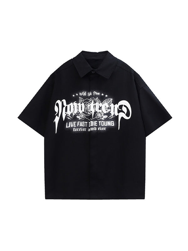 Men's Punk Graphic Button Down Shirt