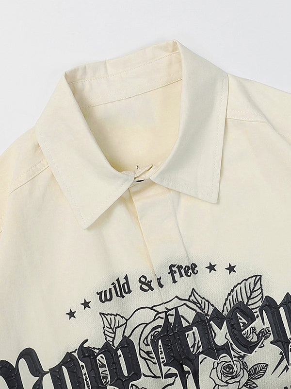 Men's Punk Graphic Button Down Shirt
