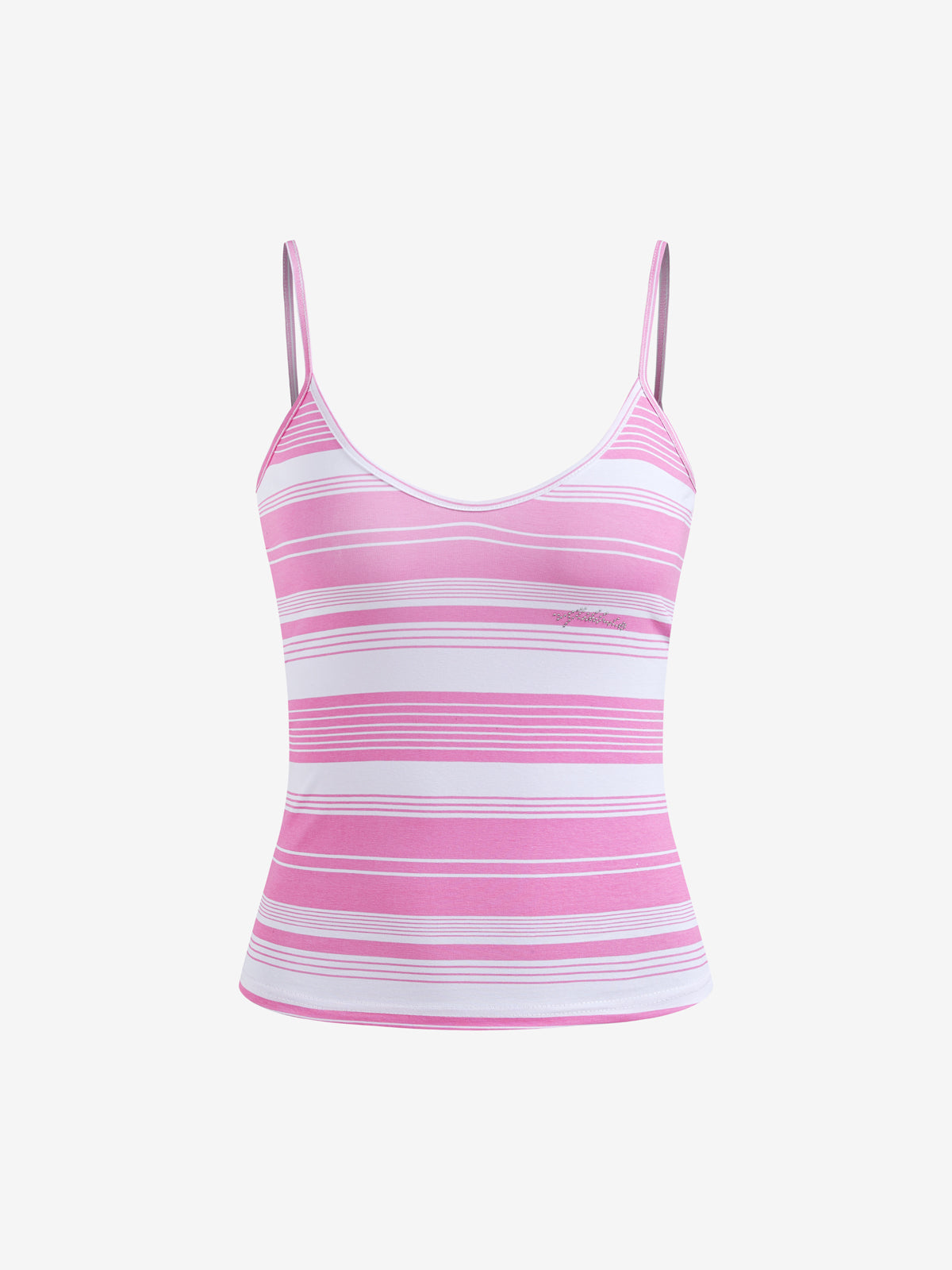 Rhinestone Design Striped Crop Cami Top