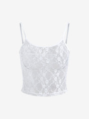 White Sheer Lace Crop Cami Top