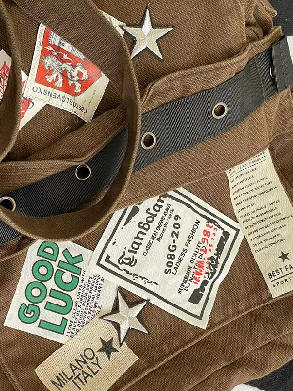 Vintage Patch Design Messenger Bag