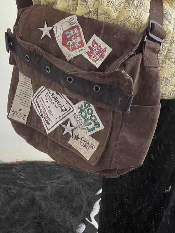Vintage Patch Design Messenger Bag
