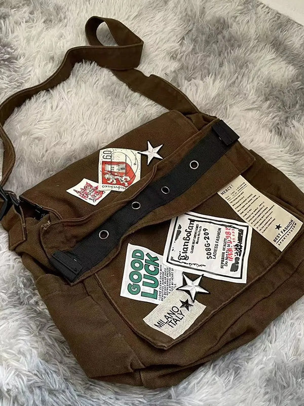Vintage Patch Design Messenger Bag