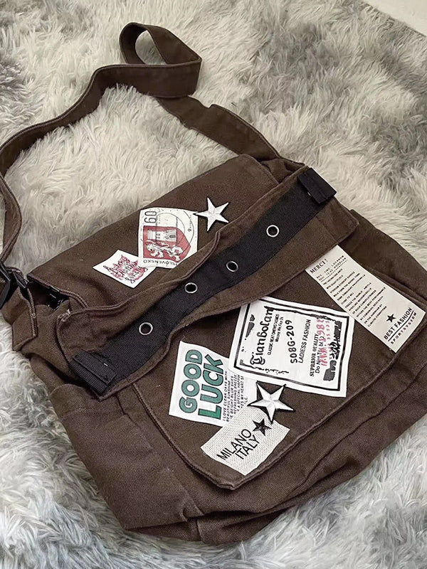 Vintage Patch Design Messenger Bag
