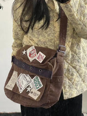 Vintage Patch Design Messenger Bag