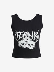 Skull Graphic Cropped Tank Top