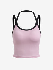 Strappy Padded Ribbed Cropped Tank Top