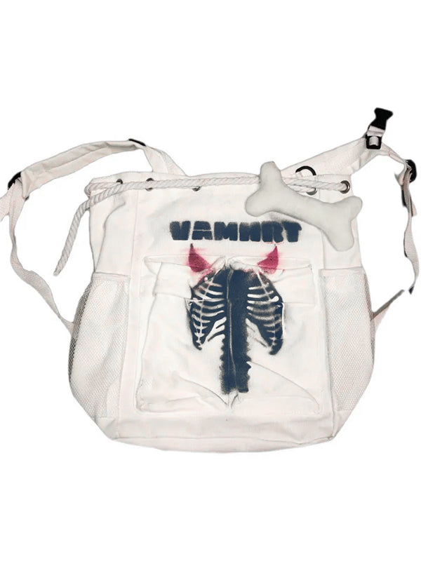 Bone Embellish Demon Crossbody Bag