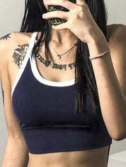 Contrast Cross Back Crop Cami Top