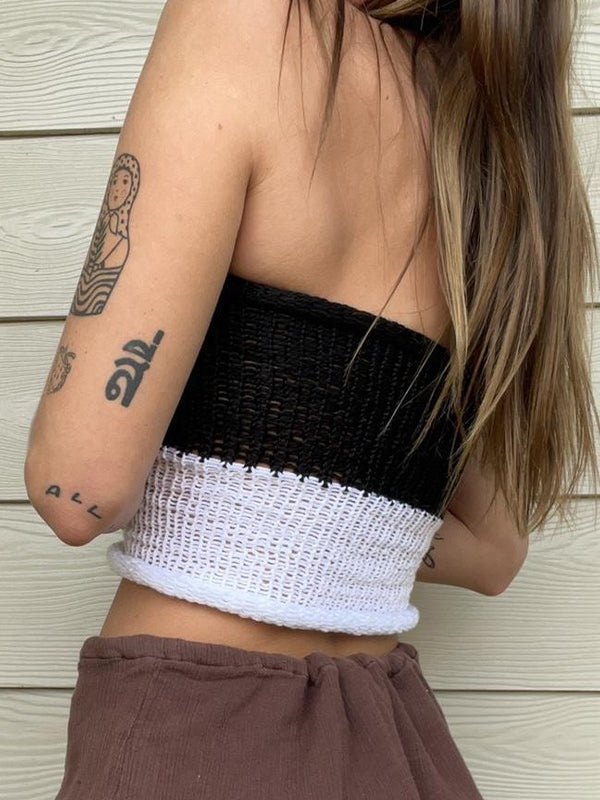 Lace Up Knitted Crop Cami Top