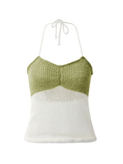 Lace Up Knitted Crop Cami Top