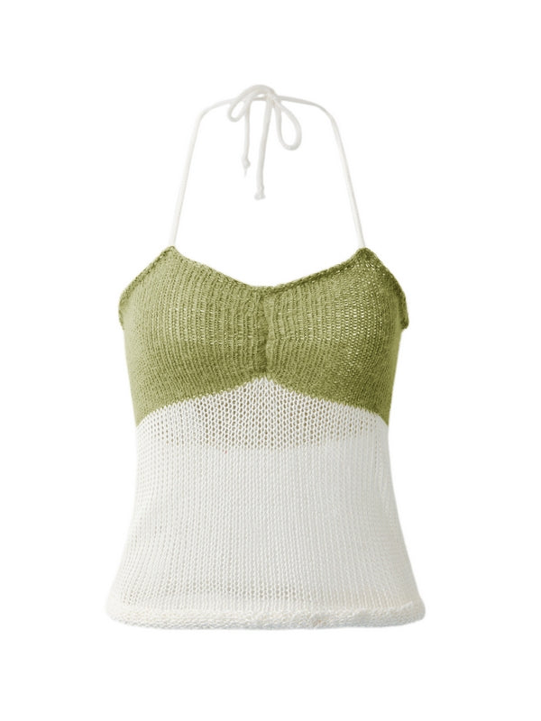 Lace Up Knitted Crop Cami Top