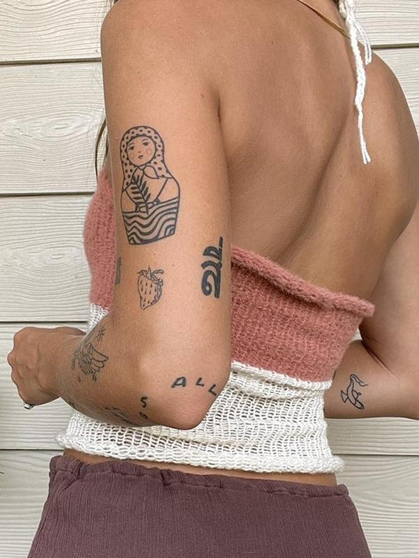 Lace Up Knitted Crop Cami Top