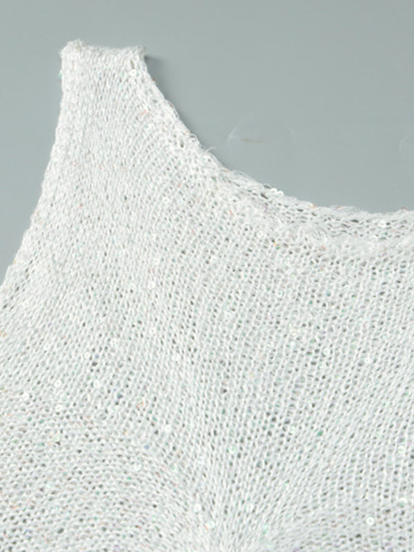 Sequin Cutout Knit Tank Top