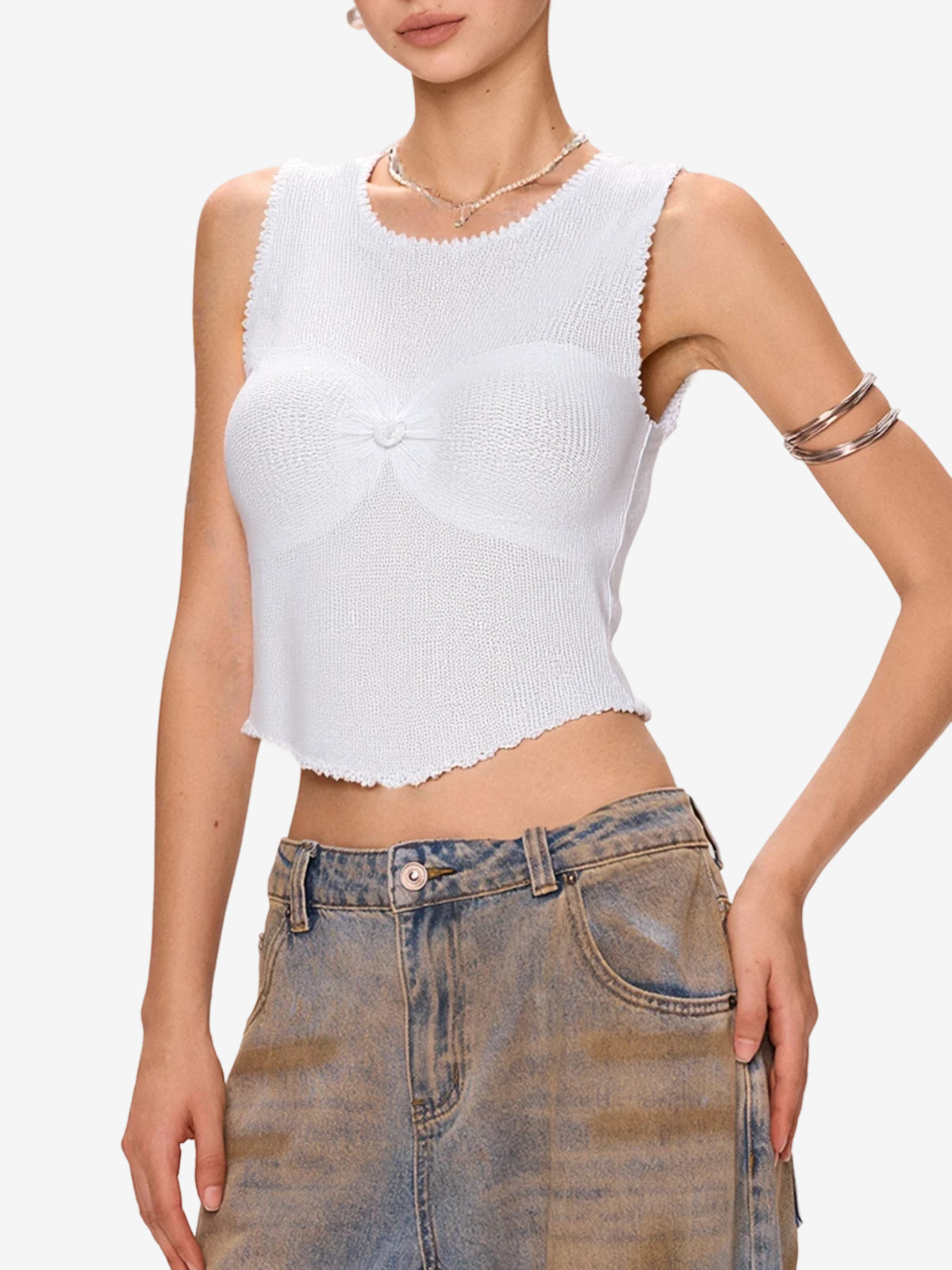 Sequin Cutout Knit Tank Top