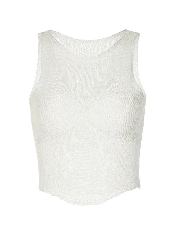 Sequin Cutout Knit Tank Top