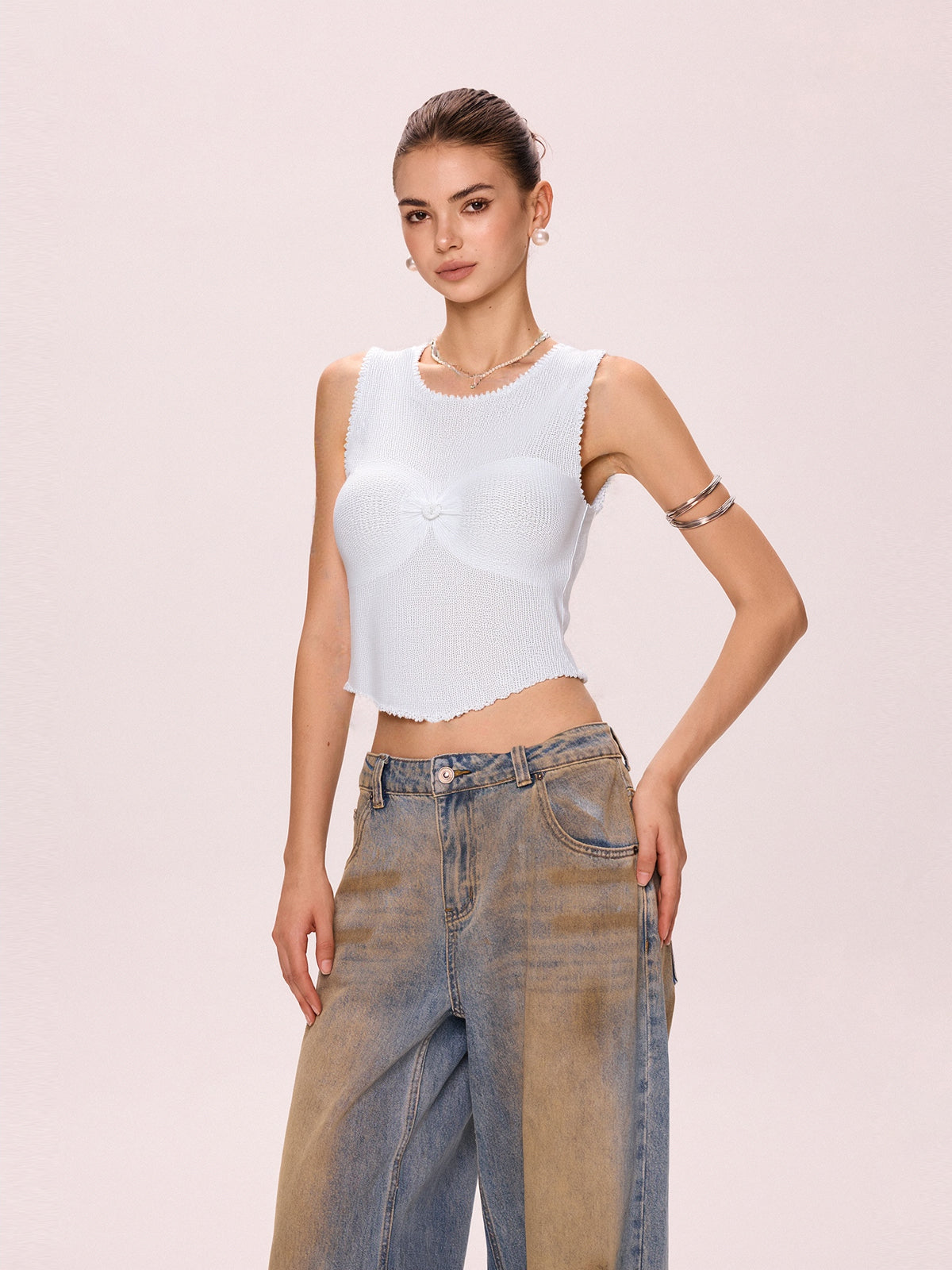 Sequin Cutout Knit Tank Top