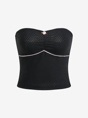 Contrast Color Lace Stitching Bandeau Top