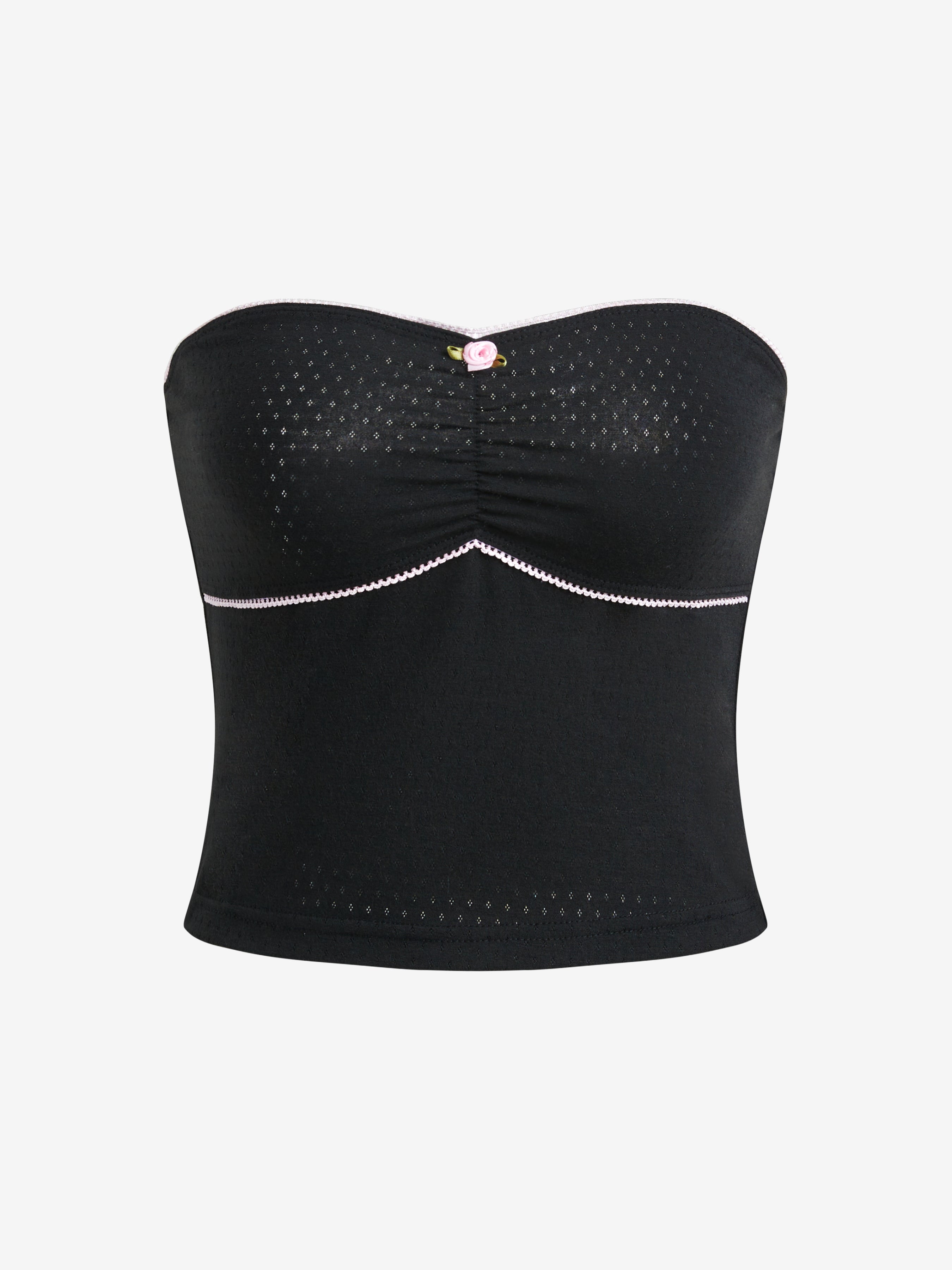 Contrast Color Lace Stitching Bandeau Top