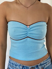 Contrast Color Lace Stitching Bandeau Top