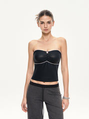 Contrast Color Lace Stitching Bandeau Top