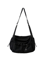 Solid Color Tooling Crossbody Bag