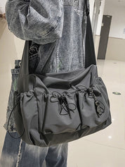Solid Color Tooling Crossbody Bag