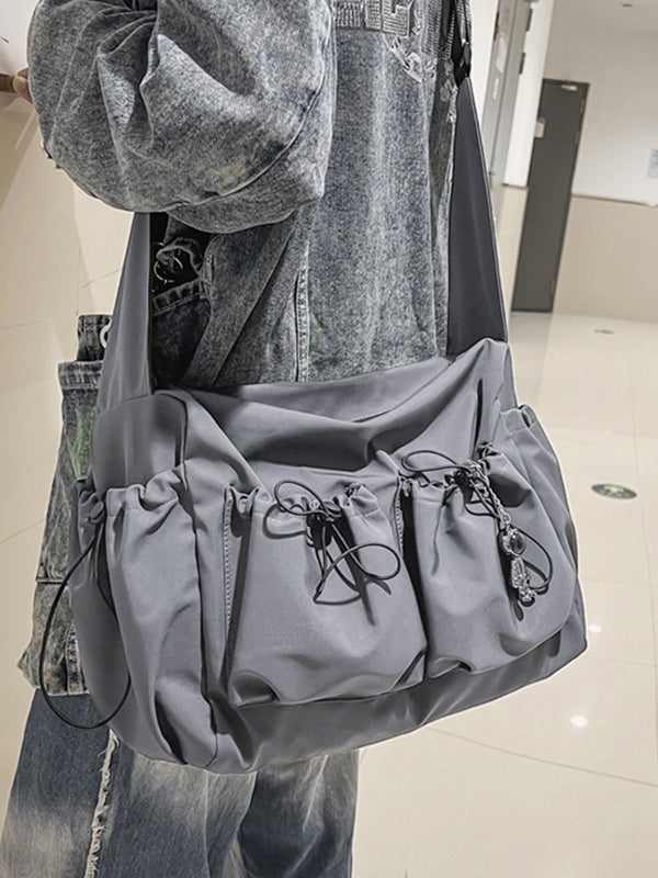 Solid Color Tooling Crossbody Bag