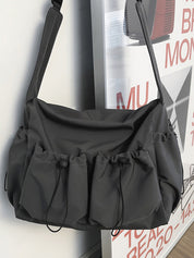 Solid Color Tooling Crossbody Bag
