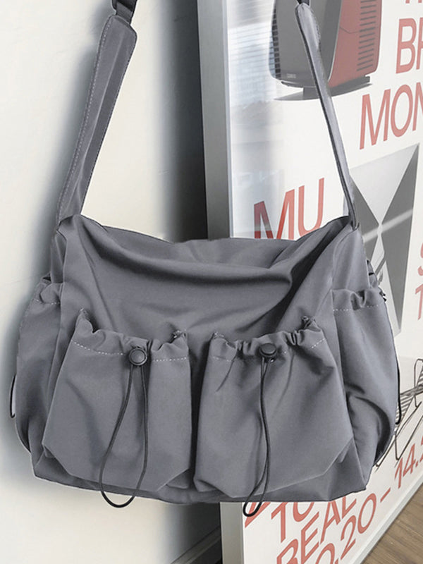 Solid Color Tooling Crossbody Bag