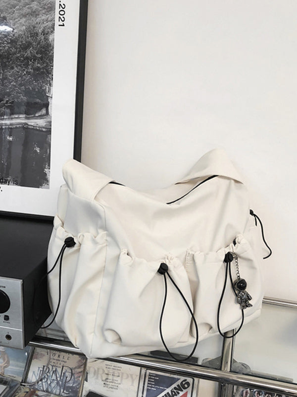 Solid Color Tooling Crossbody Bag