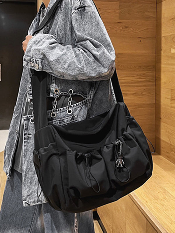 Solid Color Tooling Crossbody Bag