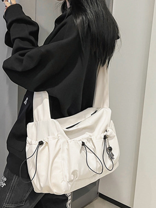 Solid Color Tooling Crossbody Bag