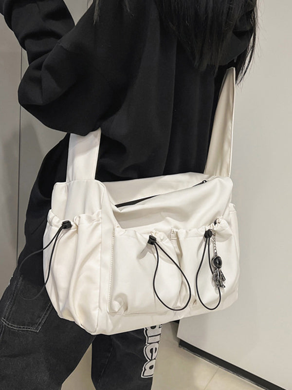 Solid Color Tooling Crossbody Bag