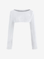 Retro Hollow Short Knit Crop Top
