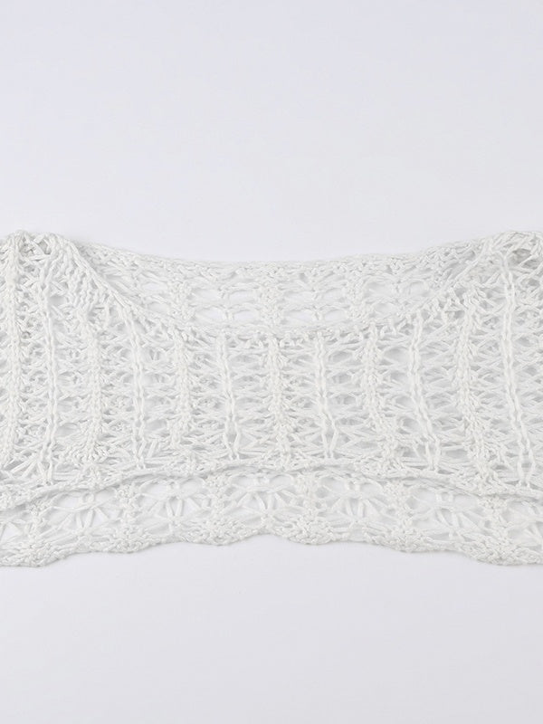 Retro Hollow Short Knit Crop Top